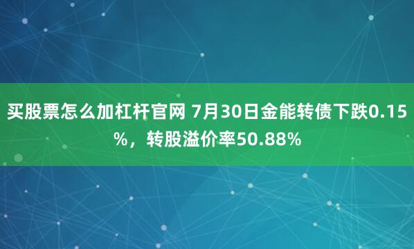 买股票怎么加杠杆官网 7月30日金能转债下跌0.15%,转股溢价率50.88%